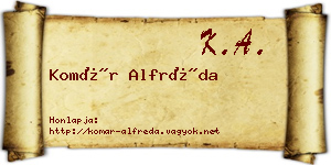 Komár Alfréda névjegykártya